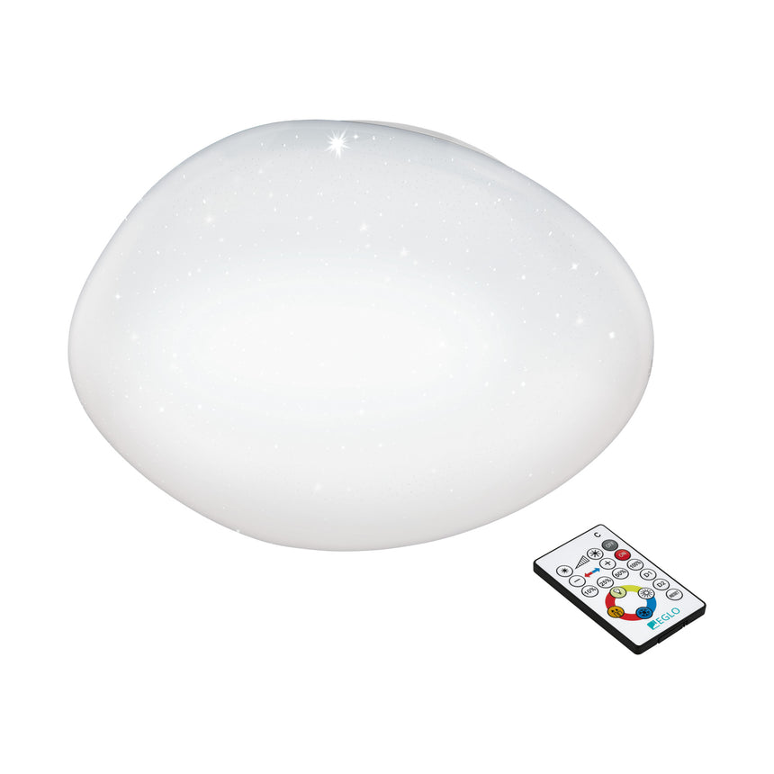 Plafoniera LED SILERAS, EGLO, 97577, otel, efecte cristal, alb, 21W, 2500 lm, 2700K-6500K reglabil, 45 x 8.5 cm, IP20