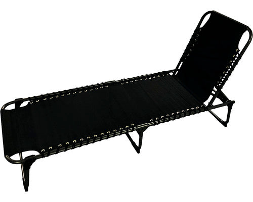 Sezlong Camping Metal Si Textil Garden Place 30x61x193 Cm Negru