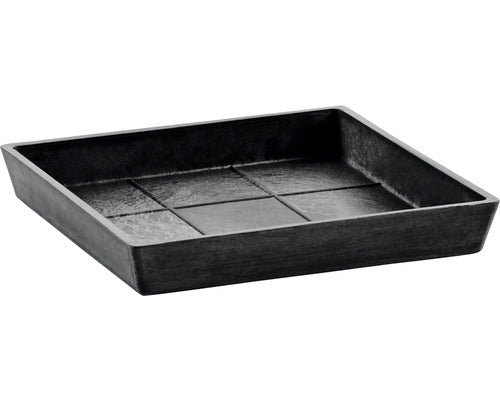 Farfurie Patrata Ecopots Plastic 29, 6x29, 6x3 Cm Gri Inchis
