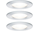 Spoturi incastrabile fixe Nova GU10 6,5W IP44, Ø78 mm, becuri LED incluse, nuanta aluminiu, pachet 3 bucati