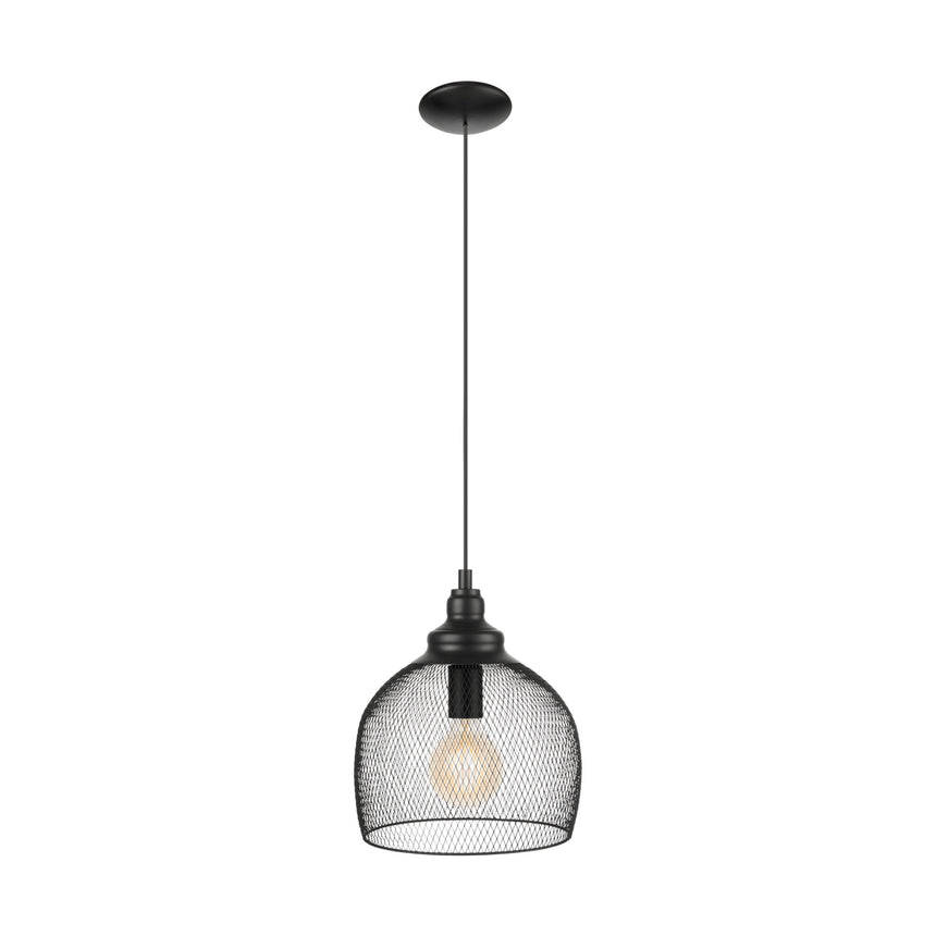 Pendul vintage Straiton, EGLO, 1xE27, otel, negru, 110 x 28 cm, inaltime reglabila