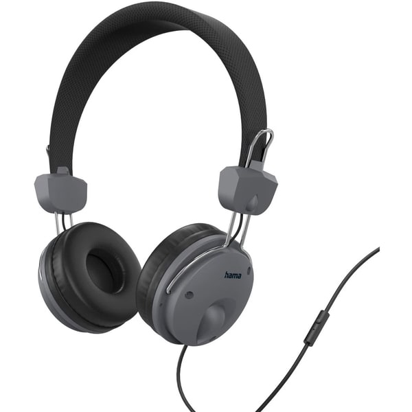 Casti HAMA Fun, cu Fir, On-ear, Microfon, Negru-Gri