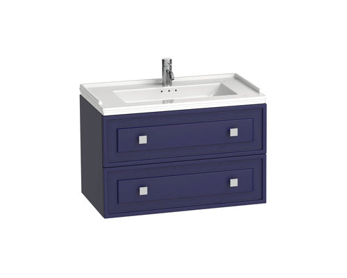 Set Rustica Baza Lavoar si Lavoar, 2 Sertare, MDF, 100 cm, Albastru