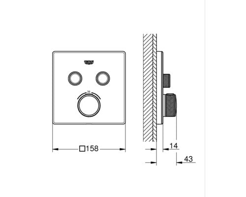 Baterie cada incastrata cu termostat GROHE Grohtherm SmartControl cu 2 iesiri 29156LS0 alba