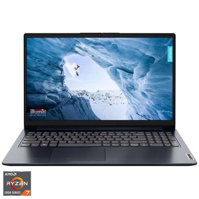 Laptop Lenovo IdeaPad 1 14ALC7 cu procesor AMD Ryzen™ 7 5700U pana la 4.3 GHz, 14", Full HD, IPS, 16GB DDR4, 512GB SSD, AMD Radeon™ Graphics, No OS, Abyss Blue