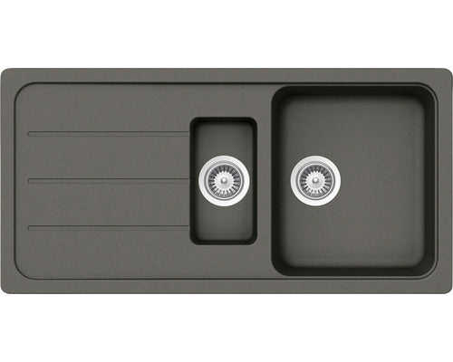 Chiuveta Bucatarie Cu 1 Cuva + ½ Schock Formhaus D-150l 100x50 Cm, Cu Picurator, Reversibila, Cristalite Asphalt
