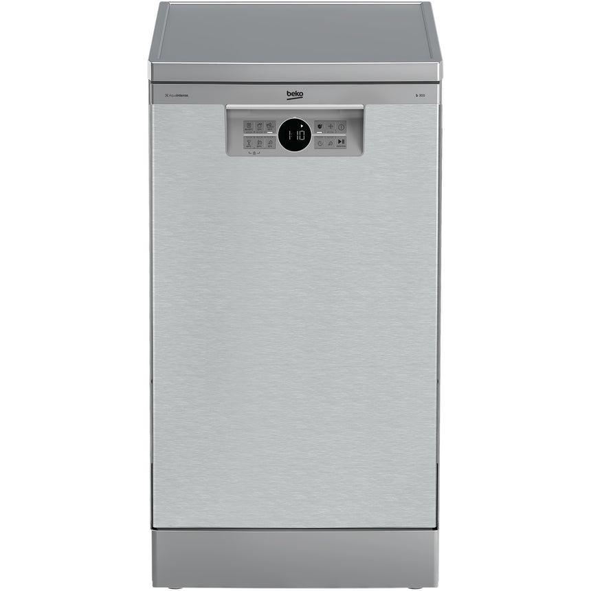 Masina de spalat vase Beko BDFS26020XQ, 10 seturi, 6 programe, Clasa E, Motor ProSmart Inverter, Hygiene Intense, Fast+, 45 cm, Inox