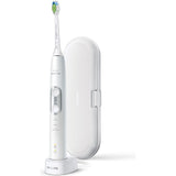 Periuta de dinti sonica electrica Philips Sonicare ProtectiveClean HX6877/28, 62000 miscari/minut, 3 moduri de curatare, 3 intensitati, senzor presiune, 2 functii BrushSync, 1 cap de periere, toc de transport, Alb cu argintiu