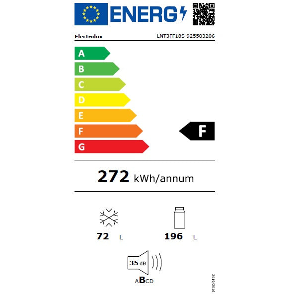 Combina frigorifica incorporabila Electrolux LNT3FF18S, 268 l, Low frost, Avertizare usa deschisa, Iluminare LED, Clasa F, H 177 cm