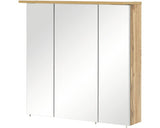 Dulap Baie cu Oglinda, 3 Usi, Iluminare LED, PAL, 70x72 cm Stejar Natur