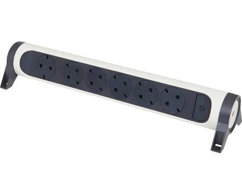 Multipriza rotativa Legrand Premium, 6 prize, cu intrerupator, 16A, 230V, fara cordon, Alb/Negru