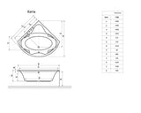 Cada de Baie Simetrica pe Colt, Radaway Keria, 149,5x149,5x51,50 cm, Acril, WA1-37-150x150U, Alb