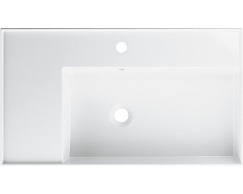 Lavoar ceramica Jungborn Quattro 81 cm, polita stanga, alb lucios