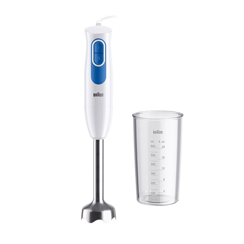 Blender de mana Braun MQ20.001MWH, Doua viteze, 600 W, Recipient 600 ml, Alb