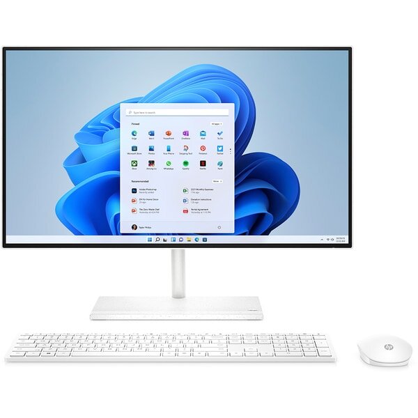 Sistem PC All in One HP 24-cb1051nq, AMD Ryzen 5 5625U pana la 4.3GHz, 23.8" Full HD Touch, 16GB, 1TB, SSD 512GB, AMD Radeon Graphics, Windows 11 Home, Alb