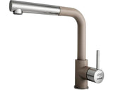 Baterie Bucatarie Monocomanda Cu Dus Extractibil Guglielmi Impact, Cartus Cu Disc Ceramic 40 Mm, Aerator M24, Fatgranit Maro Frappe