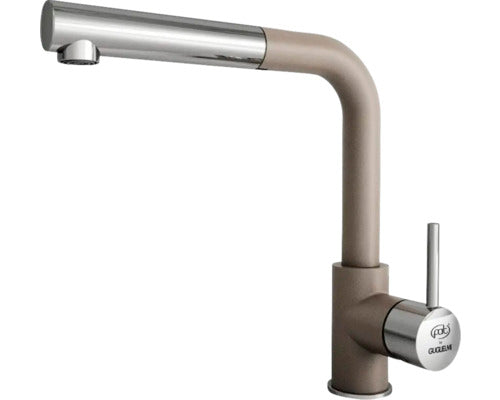 Baterie Bucatarie Monocomanda Cu Dus Extractibil Guglielmi Impact, Cartus Cu Disc Ceramic 40 Mm, Aerator M24, Fatgranit Maro Frappe