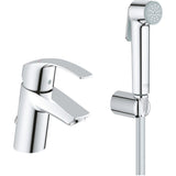 Set baterie lavoar Grohe Eurosmart + dus igienic, monocomanda, Crom