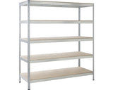 Raft Metalic Cu 5 Polite Din Lemn Schulte 1300x450x1800 Mm Max. 150 Kg/polita, Montaj Rapid Cu Cleme