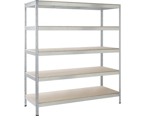 Raft Metalic Cu 5 Polite Din Lemn Schulte 1300x450x1800 Mm Max. 150 Kg/polita, Montaj Rapid Cu Cleme