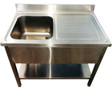 Spalator cu Polita si o Cuva, cu Picurator pe Dreapta, 140x70x85 cm, Cuva 50x50x30 cm, Inox