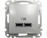 Priza Usb Dubla Schneider Sedna Deisgn Max. 2100 Mah, Aluminiu