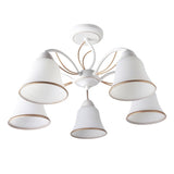 Lustra Klausen Kelly 5, 5xE27, metal, alb si auriu, H32cm, D56cm