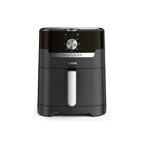 Friteuza cu aer cald Tefal Easy Fry & Grill air fryer EY501815, 1400W, capacitate 4.2L, functie grill, 8 programe, temperatura ajustabila 80 - 200°C, tehnologie Extra-Crisp, invelis antiaderent, oprire automata, negru/argintiu