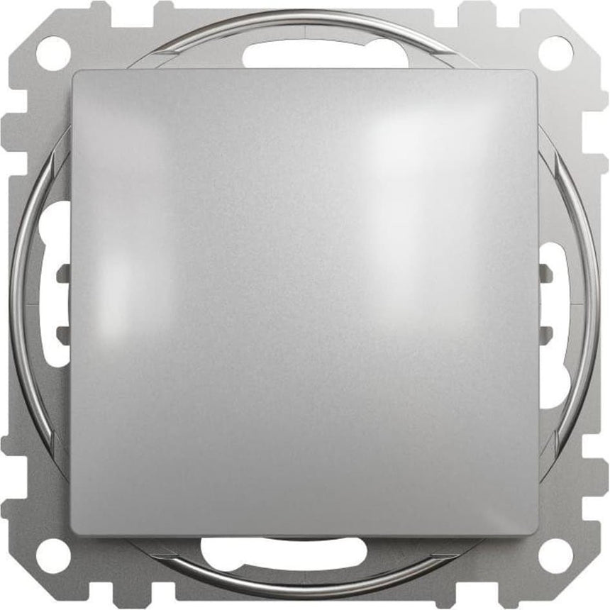 Intrerupator Sedna Design & Elements, Schneider Electric, Termoplastic, 10 A, IP20, 73 x 73 x 37 mm, Argintiu