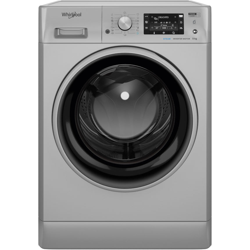 Masina de spalat rufe Whirlpool FreshCare+ FFD9458SBSVEU, 9 kg, 1400 RPM, Clasa B, Steam Refresh, Steam Hygiene, Tehnologia al-6lea Simt, Motor Inverter, Display LCD, Argintiu