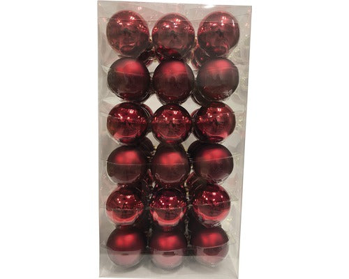 Pachet Globuri Din Sticla, Ø 6 Cm, Rosu, 54 Buc