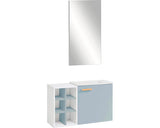 Set Mobilier Baie Frida, Incl. Baza Lavoar, Lavoar Ceramic Si Oglinda, Alb/albastru
