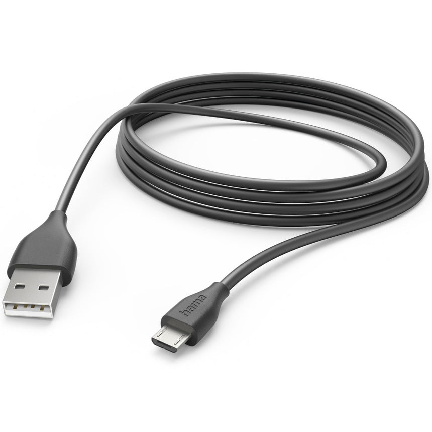 Cablu Incarcare Hama, USB-A - micro USB, 3m, Negru