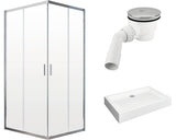 Set Cabina de Dus Dreptunghiulara Radaway Alienta D cu Cadita de Dus si Sifon, 100x80 cm, Sticla Transparenta, Profil Crom