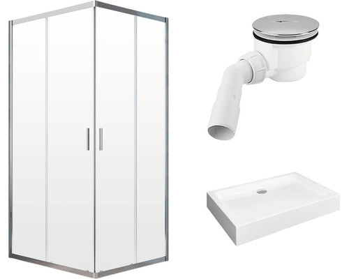 Set Cabina de Dus Dreptunghiulara Radaway Alienta D cu Cadita de Dus si Sifon, 100x80 cm, Sticla Transparenta, Profil Crom