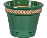 Ghiveci Cu Model Frunze Lafiora Ø 36 Cm H 29 Cm Ceramica Verde