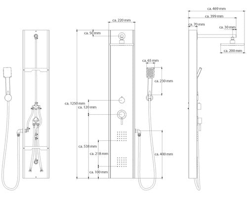 Coloana de dus cu baterie monocomanda Schütte finisaj inox periat