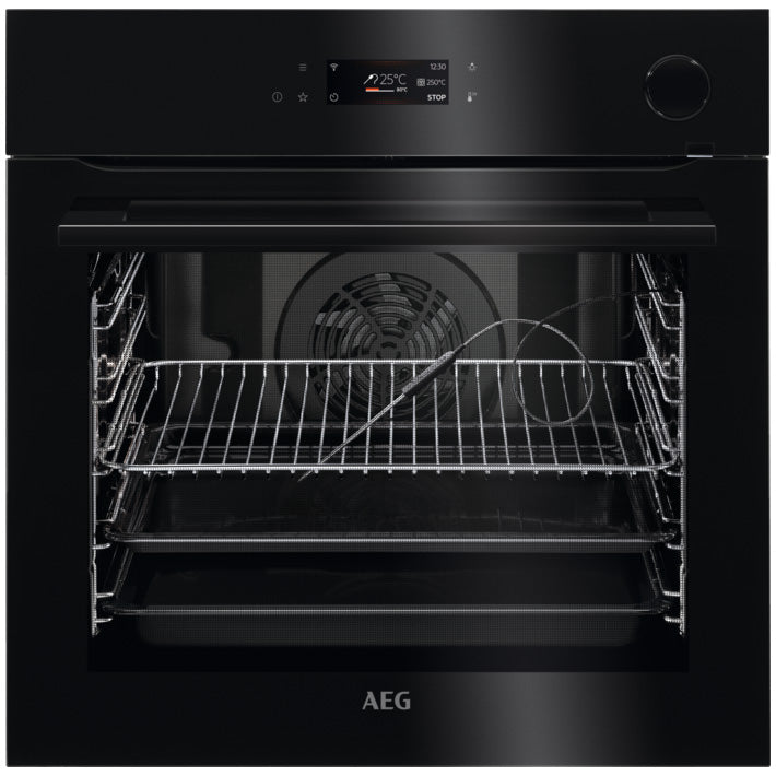Cuptor incorporabil AEG BSE778380B, Electric, 72 l, Autocuratare pirolitica, SteamCrisp, Afisaj digital, Timer electronic, Conectivitate WiFi, Clasa A+, Negru