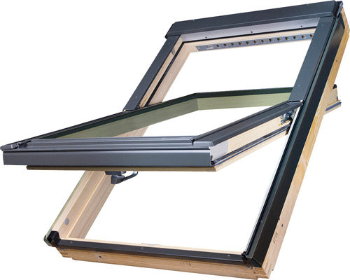 Fereastra de mansarda cu articulare mediana FTP-V U4, include rama EZV-A-XDP, Fakro - 55x98