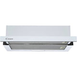 Hota telescopica incorporabila Candy CBT60RWG, Putere de absorbtie 402 mc/h, 2 Viteze, LED, 60 cm, Sticla alba
