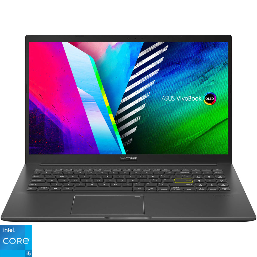 Laptop ASUS Vivobook 15 K513EA cu procesor Intel® Core™ i5-1135G7, 15.6", Full HD, OLED, 8GB, 512GB SSD, Intel Iris Xᵉ Graphics, No OS, Indie Black