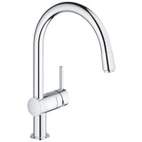 Baterie de bucatarie Grohe Minta 32918000, 3/8'', tip C, pipa inalta, dus extractabil, cartus ceramic, crom