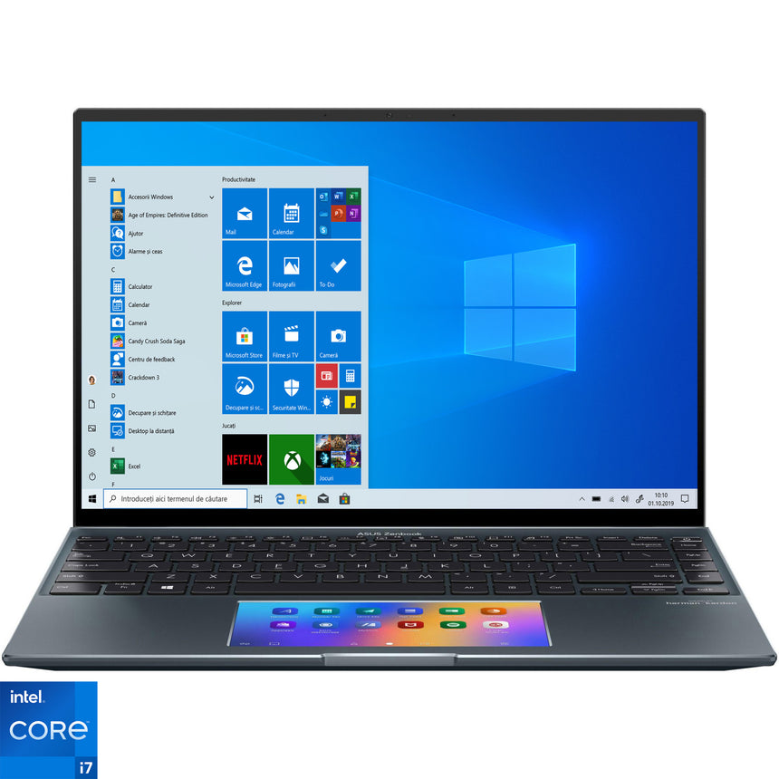 Laptop ultraportabil ASUS Zenbook 14X OLED UX5400EG cu procesor Intel® Core™ i7-1165G7, 14", 2.8K, 16GB, 1TB SSD, NVIDIA® GeForce® MX450 2GB, Windows 10 Home, Pine Grey