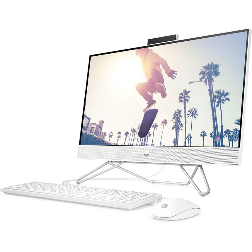 Sistem PC All in One HP 24-cb1026nq, Intel Core i7-1255U pana la 4.7GHz, 23.8" Full HD Touch, 16GB, SSD 256GB, Intel Iris Xe Graphics, Free DOS, Alb