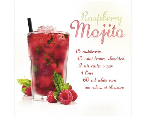 Tablou Sticla Raspberry Mojito 20x20 Cm