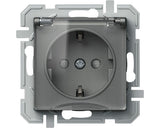 Priza Simpla Cu Impamantare Tem Logiq, Capac De Protectie, Antracit