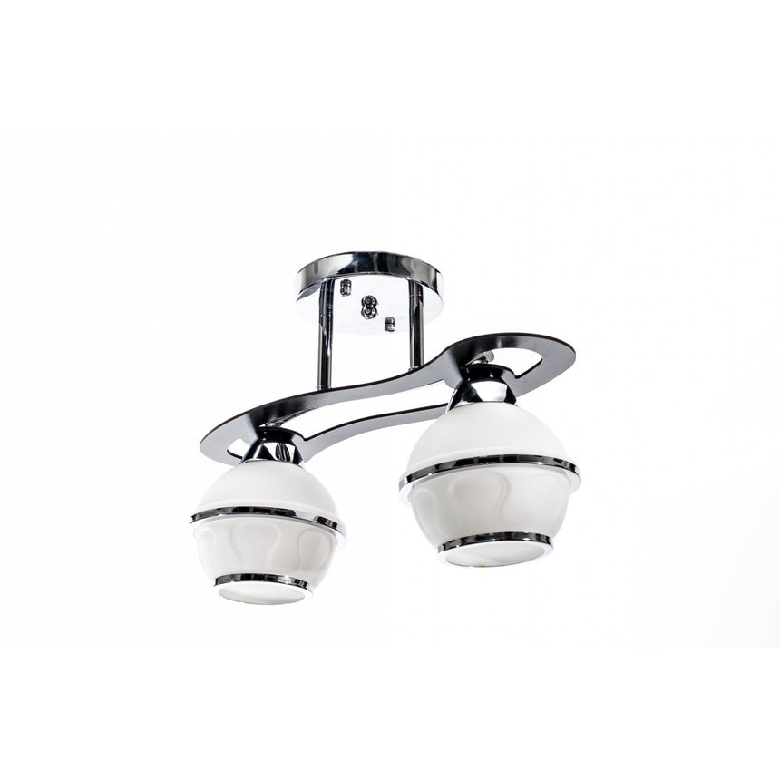 Lustra Orbit 2XE27,argintiu,negru+alb