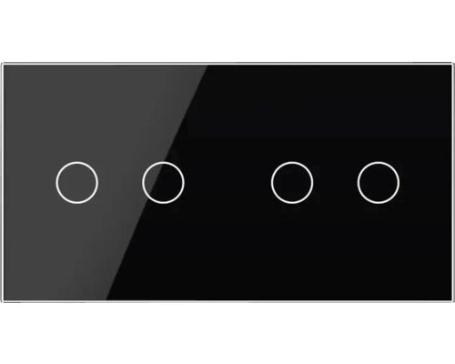 Panou Din Sticla Livolo Negru, Pentru 2 X Intrerupator Dublu Cu Touch
