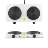 Plită Electrică Dublă Portabilă 2000W, 2 x 1000W, 2 Zone de Gătit, Termostat 5 Trepte, Protecție Supraîncălzire