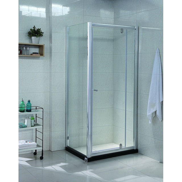 Paravan de dus dreptunghilar Belform Clear, usa batanta, profil cromat, 90x70 cm